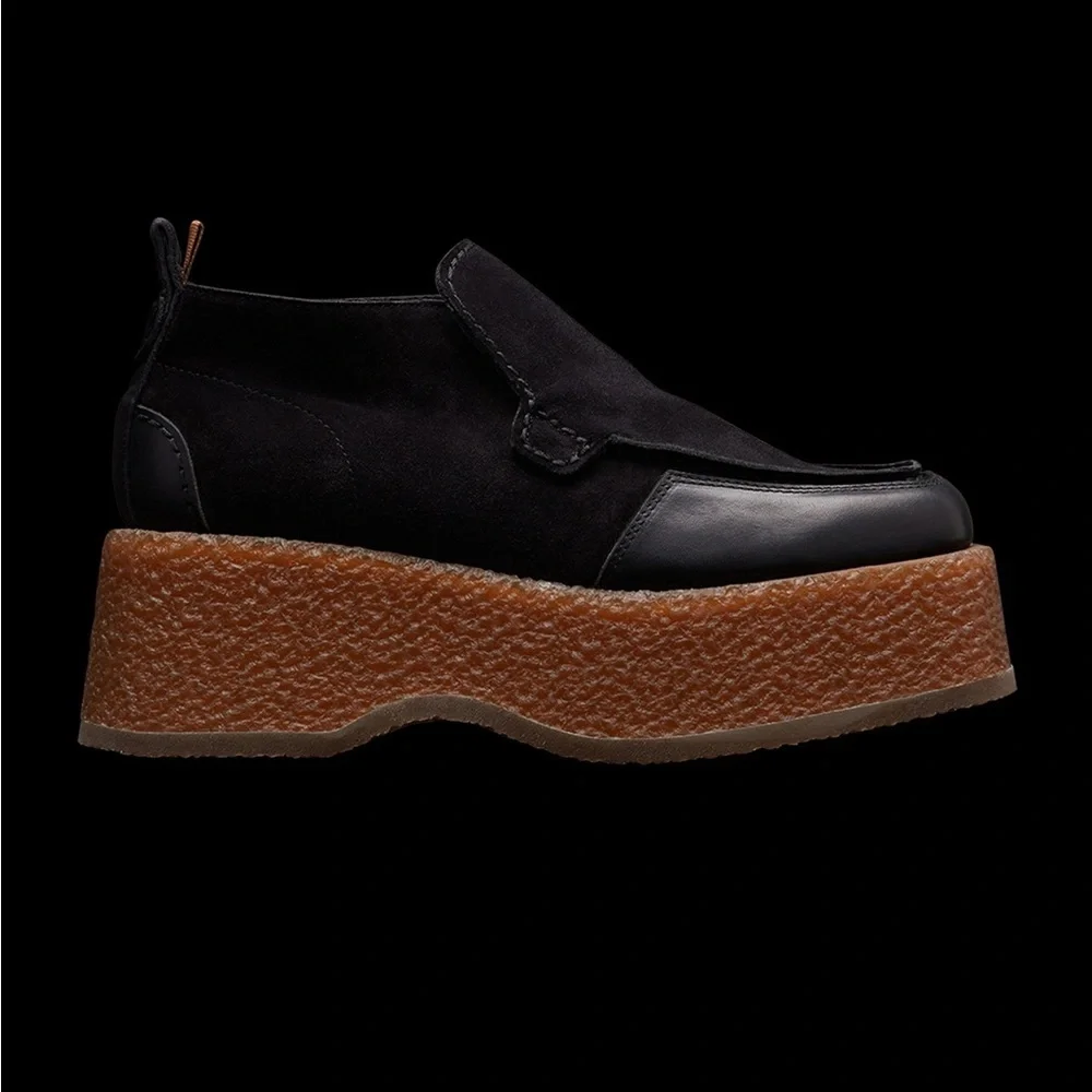 moncler alina suede ankle chunky platform boots